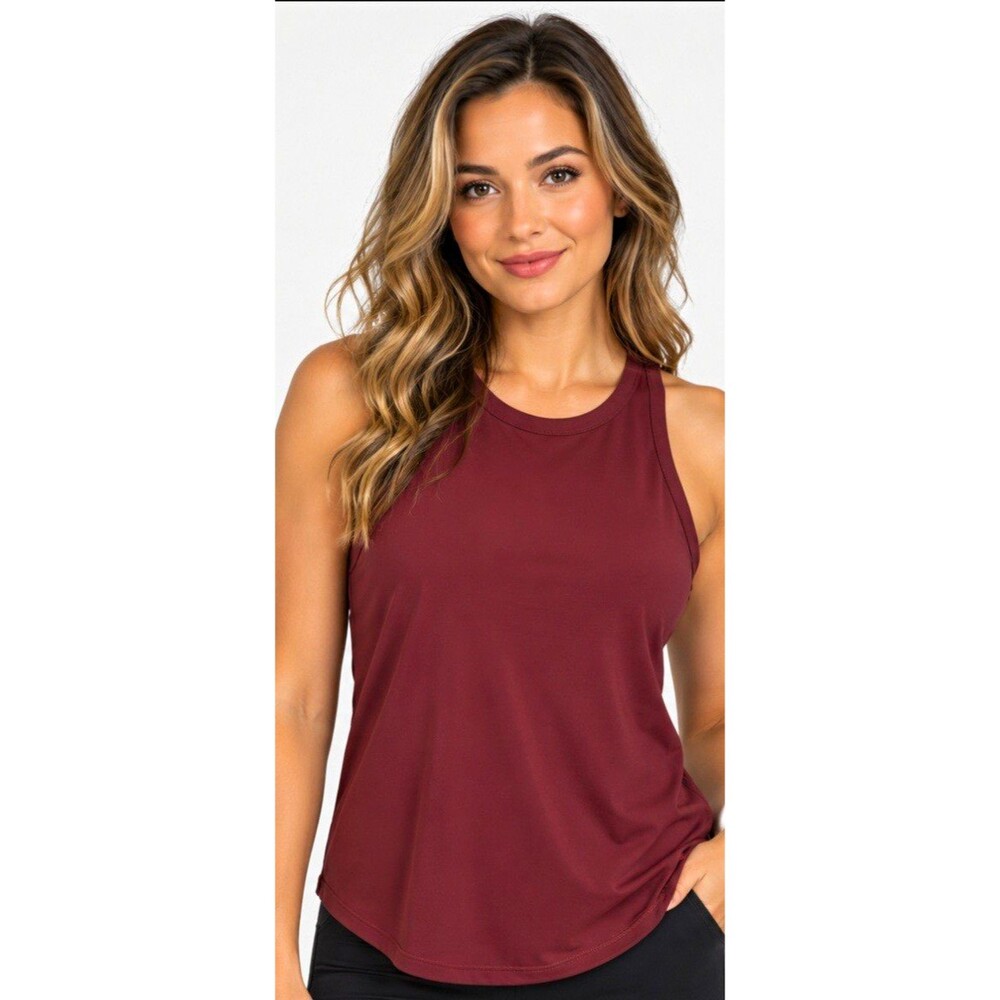 Old Navy Active Womens S Burgundy Racerback Tank Round Neck Stretch Pullover